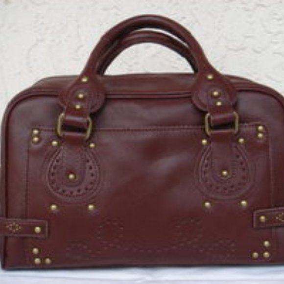 BCBG Montana Mocha Leather Satchel - Picture 2 of 3